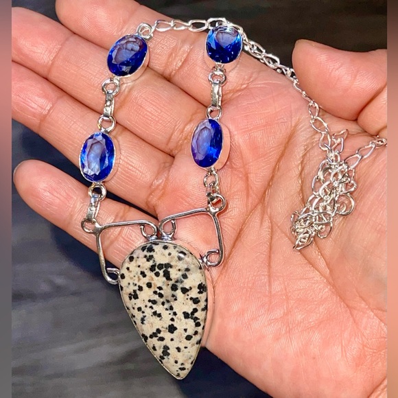 Dalmation Jasper Pendant Necklace 16-17” - Picture 7 of 13